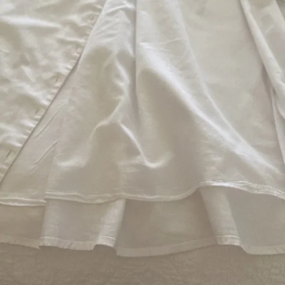 H&M white linen blend button front dress with back smocking for easy fit - Picture 6 of 10